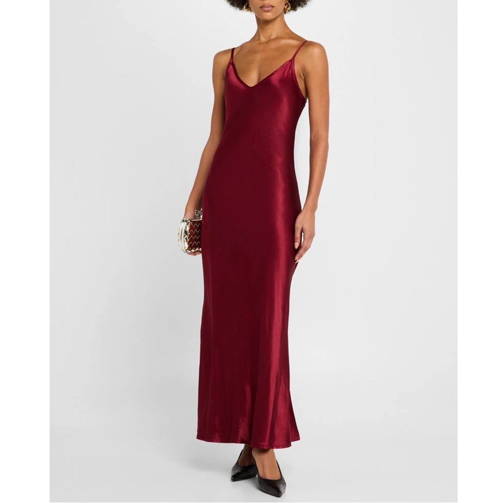 Enza Costa bias cut satin midi dress in Ruby